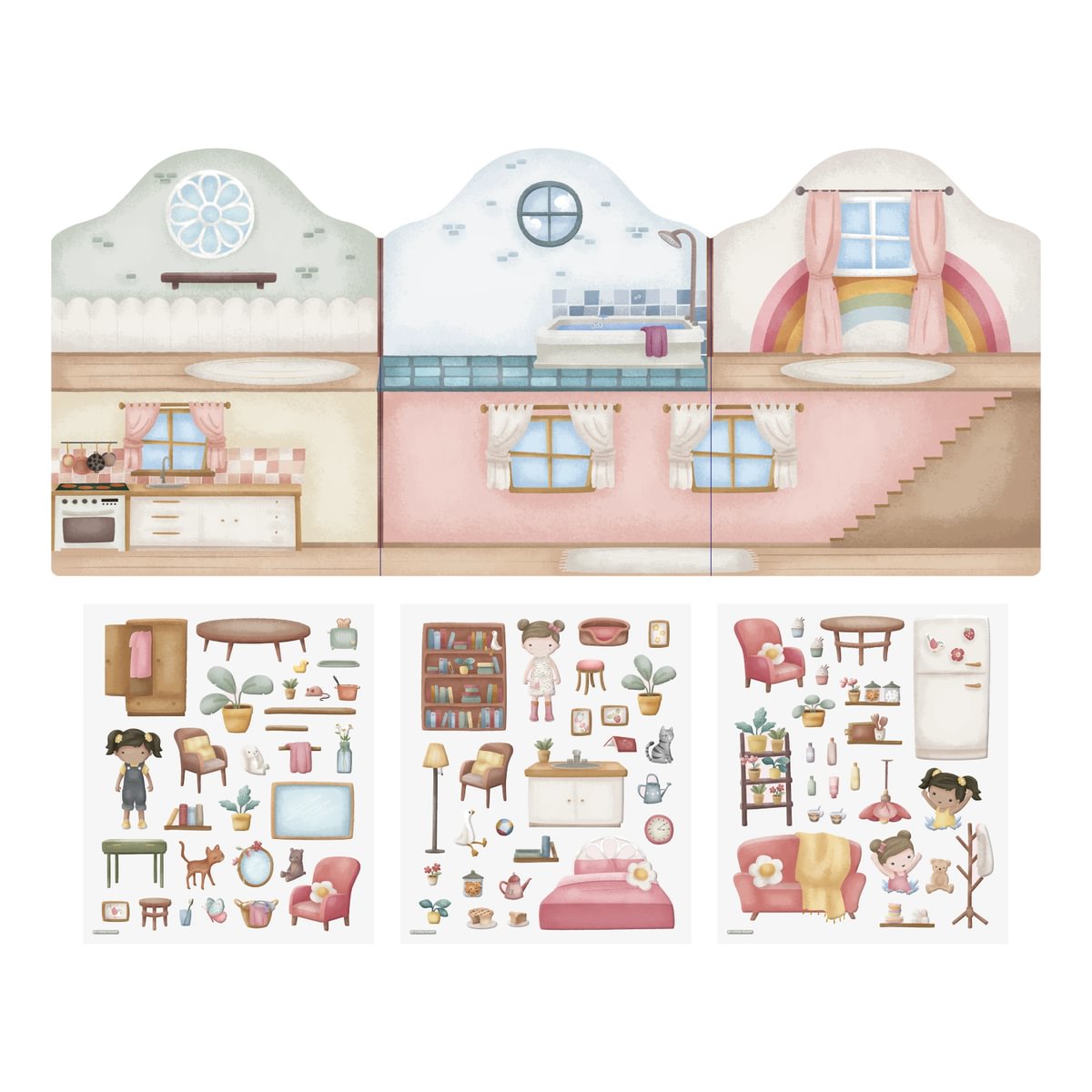 Little Dutch Kleebiste vihik taaskasutatavate kleepsudega ´Rosa & Friends´ - Image 2