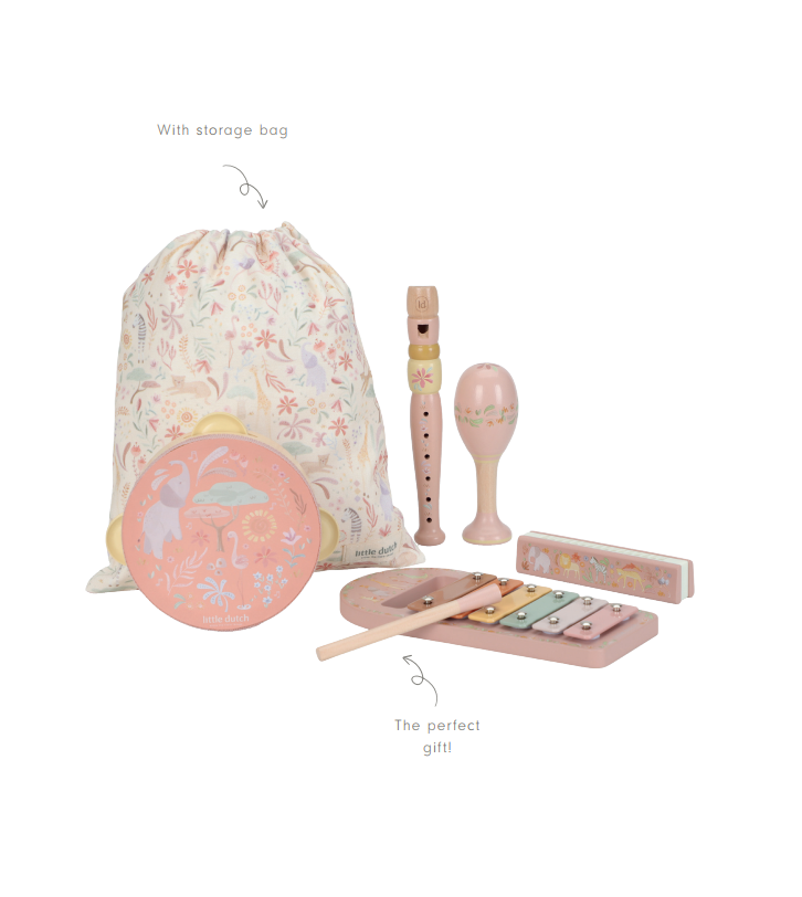 Little Dutch Muusikariistade komplekt ´Safari Friends Pink´ FSC puidust - Image 12