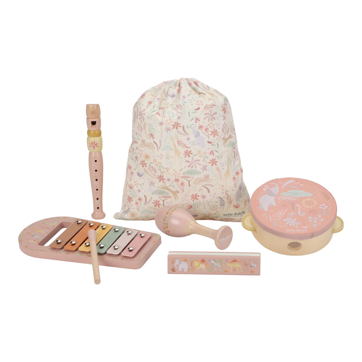 Little Dutch Muusikariistade komplekt ´Safari Friends Pink´ FSC puidust - Image 2