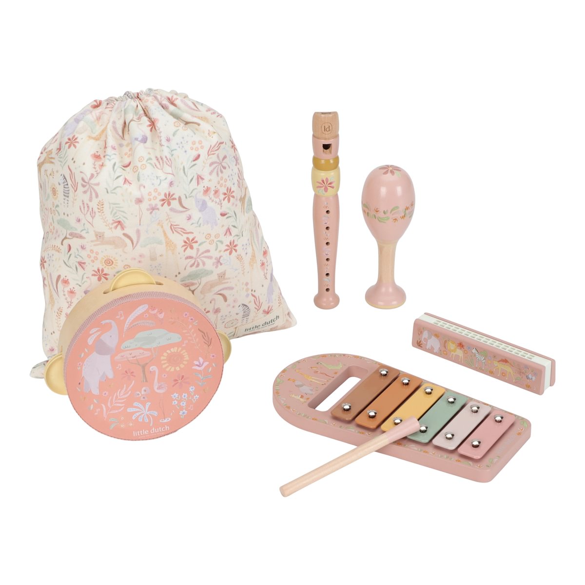 Little Dutch Muusikariistade komplekt ´Safari Friends Pink´ FSC puidust