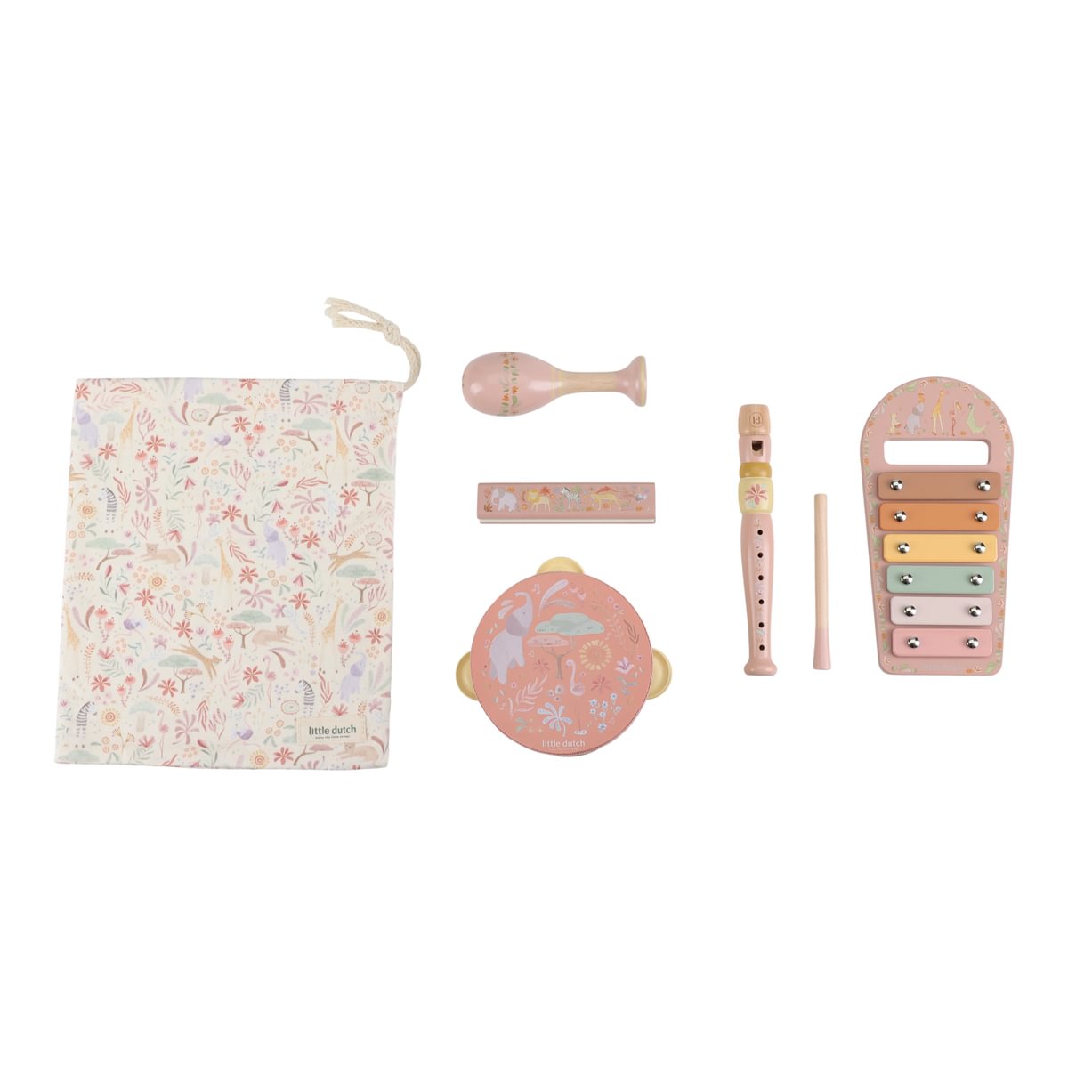 Little Dutch Muusikariistade komplekt ´Safari Friends Pink´ FSC puidust - Image 3