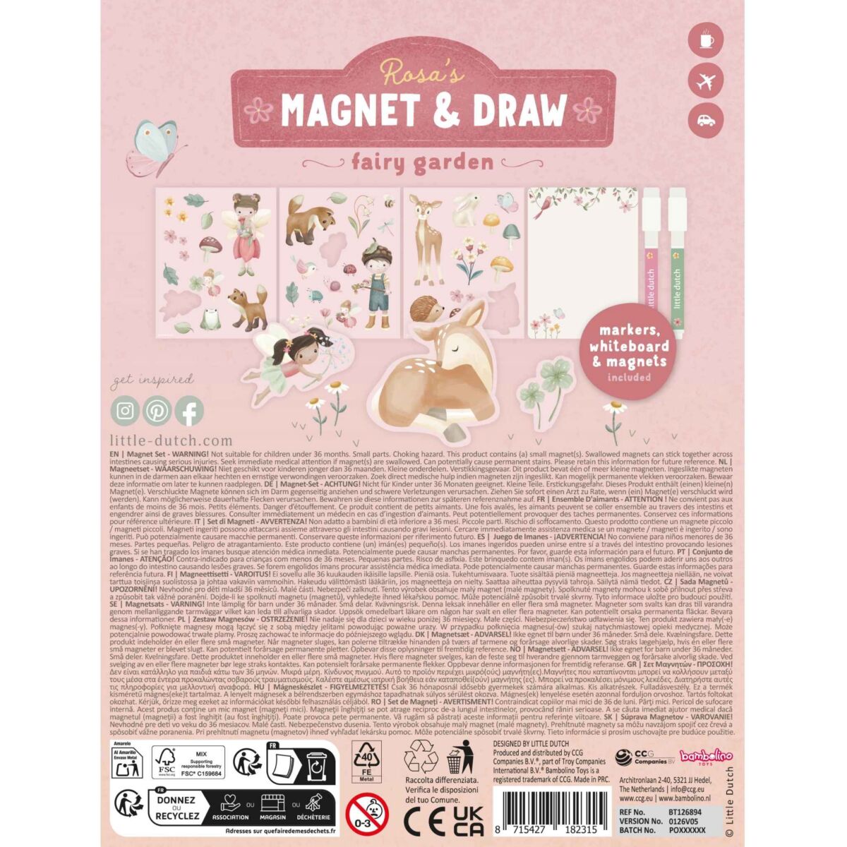 Little Dutch Magnetitega värvimisraamat ´Rosa & Fairy Garden´ - Pilt 5