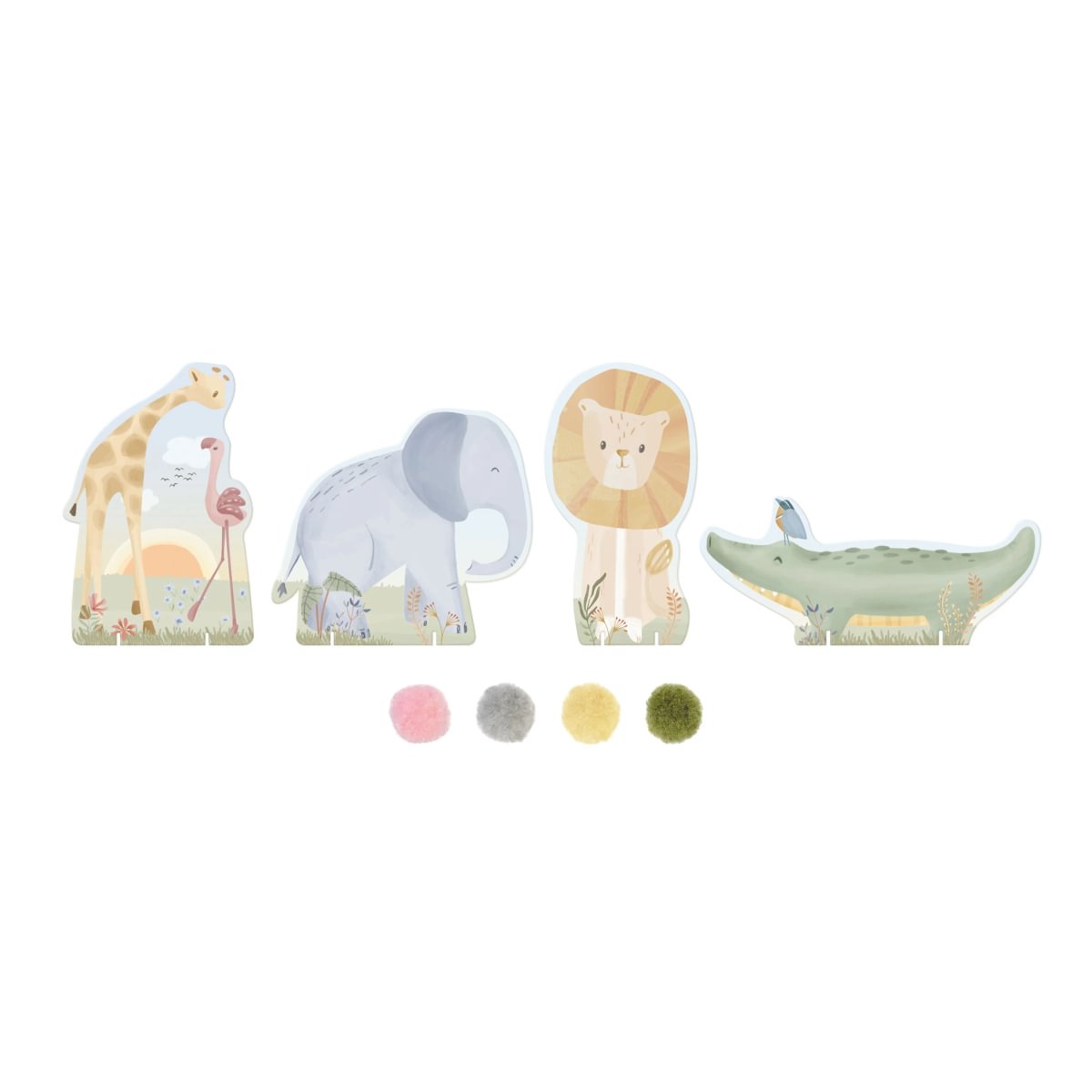Little Dutch Käsitöö komplekt karvapallidega ´Safari Friends´ - Pilt 3