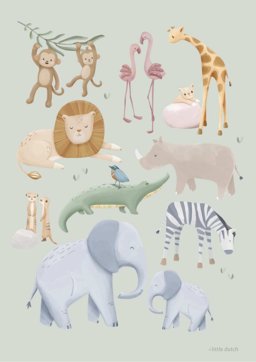 Little Dutch Poster ´Safari Friends` A3 kahepoolne - Pilt 2
